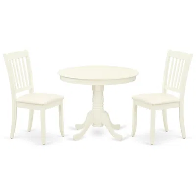 East West Furniture Dining Room Set Linen White, Anda3-lwh-c In Blue