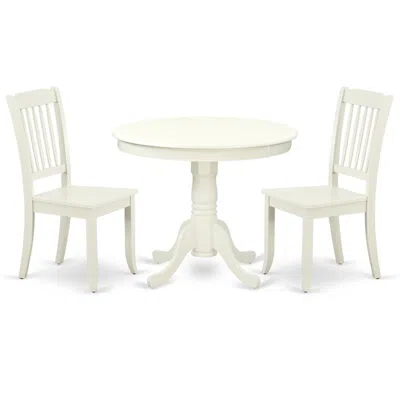 East West Furniture Dining Room Set Linen White, Anda3-lwh-w