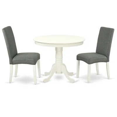 East West Furniture Dining Room Set Linen White, Andr3-lwh-07 In Gray