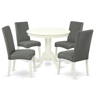 East West Furniture Dining Room Set Linen White, Andr5-lwh-07