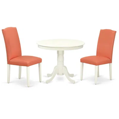 East West Furniture Dining Room Set Linen White, Anen3-lwh-78 In Orange