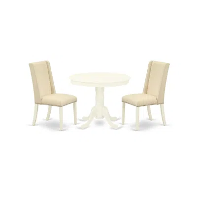East West Furniture Dining Room Set Linen White, Anfl3-lwh-01 In Neutral