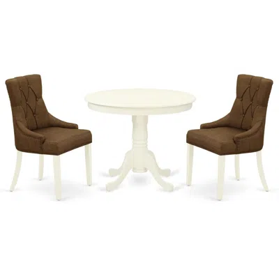 East West Furniture Dining Room Set Linen White, Anfr3-lwh-18