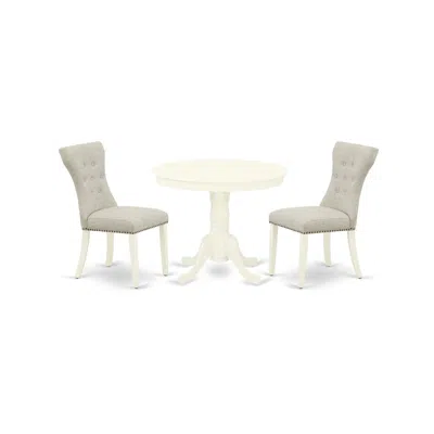 East West Furniture Dining Room Set Linen White, Anga3-lwh-35 In Blue
