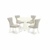 East West Furniture Dining Room Set Linen White, Anga5-lwh-35