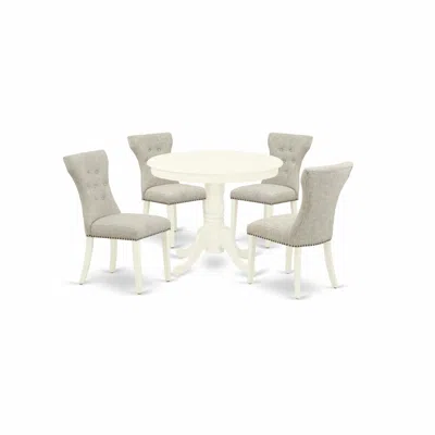 East West Furniture Dining Room Set Linen White, Anga5-lwh-35 In Gray