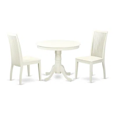 East West Furniture Dining Room Set Linen White, Anip3-lwh-w In Brown