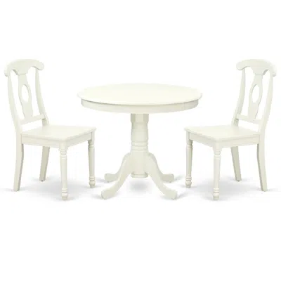 East West Furniture Dining Room Set Linen White, Anke3-lwh-w In Neutral