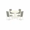 East West Furniture Dining Room Set Linen White, Anla5-lwh-06