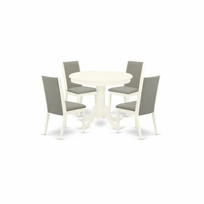 East West Furniture Dining Room Set Linen White, Anla5-lwh-06