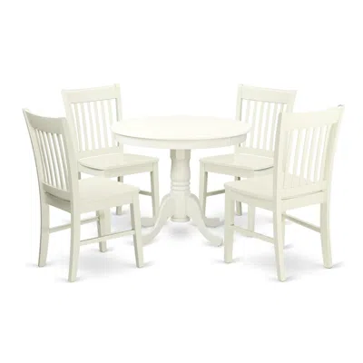 East West Furniture Dining Room Set Linen White, Anno5-lwh-w In Green