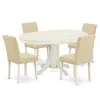 East West Furniture Dining Room Set Linen White, Avab5-lwh-02 In Neutral