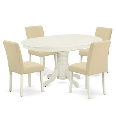 East West Furniture Dining Room Set Linen White, Avab5-lwh-02 In Neutral