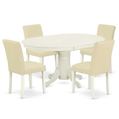 East West Furniture Dining Room Set Linen White, Avab5-lwh-64 In Neutral