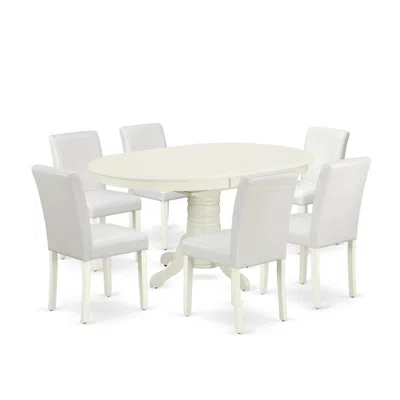 East West Furniture Dining Room Set Linen White, Avab7-lwh-64