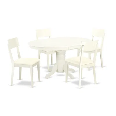East West Furniture Dining Room Set Linen White, Avad5-lwh-lc