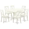 East West Furniture Dining Room Set Linen White, Avbo7-lwh-lc In White