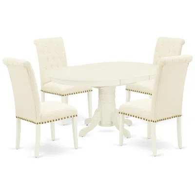 East West Furniture Dining Room Set Linen White, Avbr5-lwh-02 In Neutral