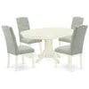 East West Furniture Dining Room Set Linen White, Avce5-lwh-15