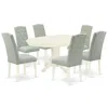 East West Furniture Dining Room Set Linen White, Avce7-lwh-15 In Green