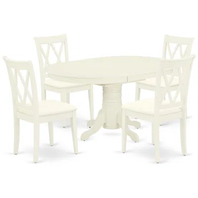 East West Furniture Dining Room Set Linen White, Avcl5-lwh-c