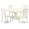 East West Furniture Dining Room Set Linen White, Avda5-lwh-w In White