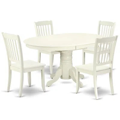 East West Furniture Dining Room Set Linen White, Avda5-lwh-w