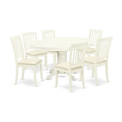 East West Furniture Dining Room Set Linen White, Avda7-lwh-c