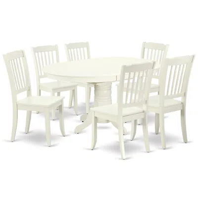 East West Furniture Dining Room Set Linen White, Avda7-lwh-w