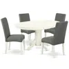 East West Furniture Dining Room Set Linen White, Avdr5-lwh-07