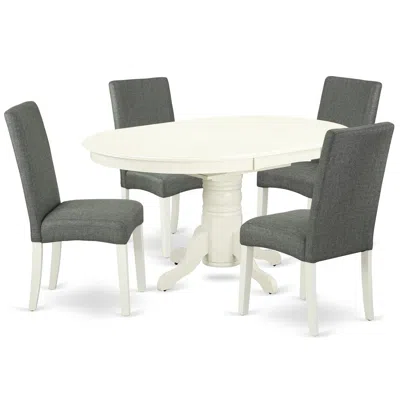 East West Furniture Dining Room Set Linen White, Avdr5-lwh-07