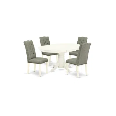 East West Furniture Dining Room Set Linen White, Avel5-lwh-07 In Gray