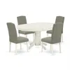 East West Furniture Dining Room Set Linen White, Aven5-lwh-06 In Green