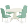 East West Furniture Dining Room Set Linen White, Aven5-lwh-57 In Green