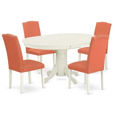 East West Furniture Dining Room Set Linen White, Aven5-lwh-78
