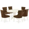 East West Furniture Dining Room Set Linen White, Avfr7-lwh-18