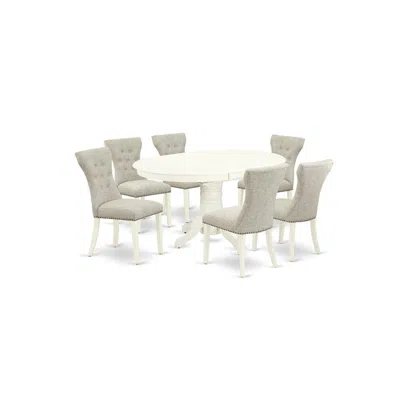 East West Furniture Dining Room Set Linen White, Avga7-lwh-35 In Gray