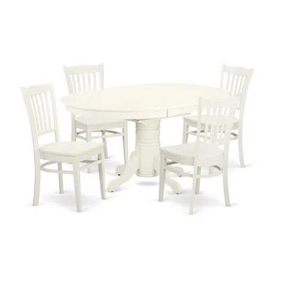 East West Furniture Dining Room Set Linen White, Avgr5-lwh-w