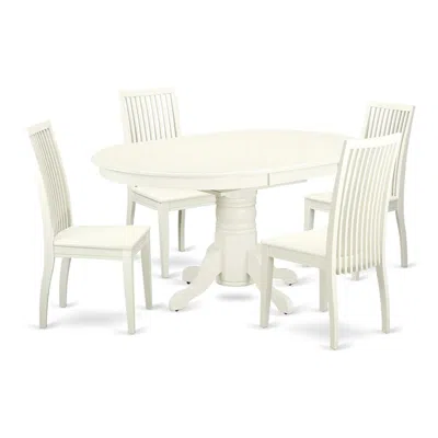East West Furniture Dining Room Set Linen White, Avip5-lwh-w
