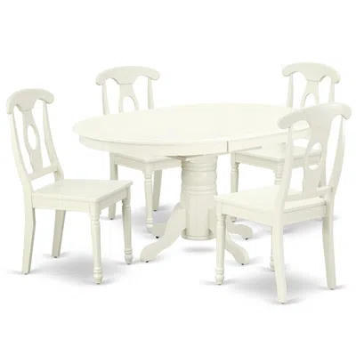 East West Furniture Dining Room Set Linen White, Avke5-lwh-w