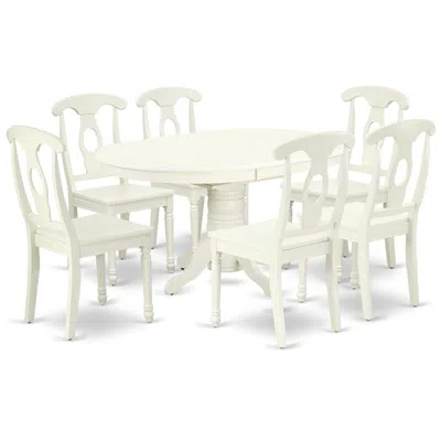East West Furniture Dining Room Set Linen White, Avke7-lwh-w