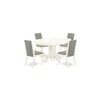 East West Furniture Dining Room Set Linen White, Avla5-lwh-06