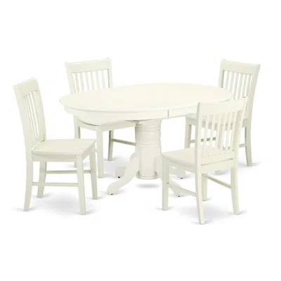 East West Furniture Dining Room Set Linen White, Avno5-lwh-w