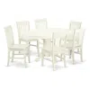 East West Furniture Dining Room Set Linen White, Avno7-lwh-w In White