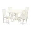 East West Furniture Dining Room Set Linen White, Avwe5-lwh-w