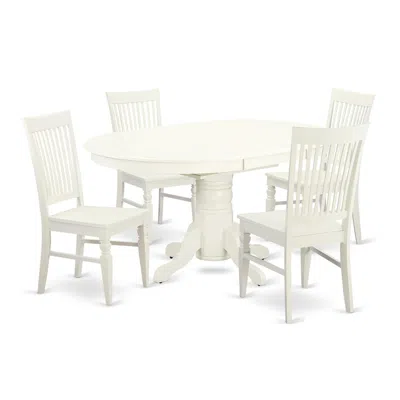 East West Furniture Dining Room Set Linen White, Avwe5-lwh-w