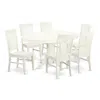East West Furniture Dining Room Set Linen White, Avwe7-lwh-w In White