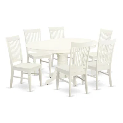 East West Furniture Dining Room Set Linen White, Avwe7-lwh-w