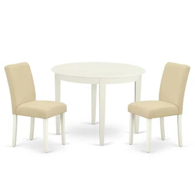 East West Furniture Dining Room Set Linen White, Boab3-lwh-02