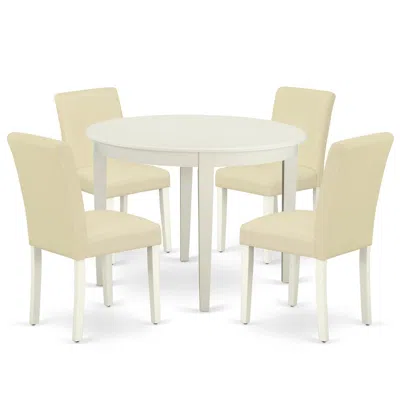 East West Furniture Dining Room Set Linen White, Boab5-lwh-64 In Neutral